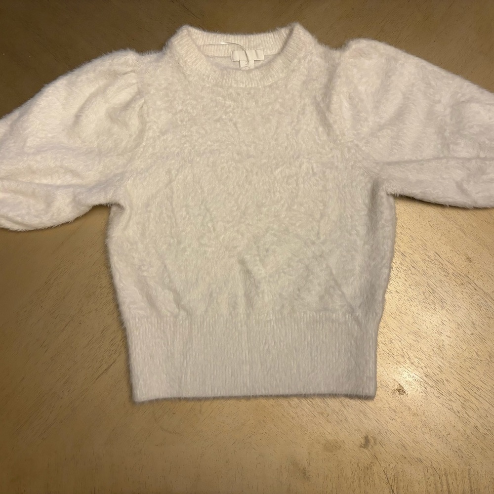 H&M White Puff Sleeve Sweater
